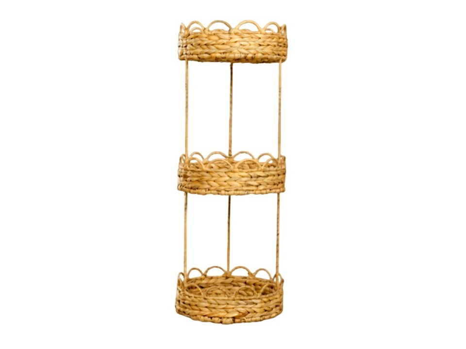 Top-tier Round 3-Tier Scallop Water Hyacinth Basket Tower